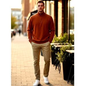 Agave Designer Mens Rust Brown 1/4 Zip Thermal Top - Size XXL